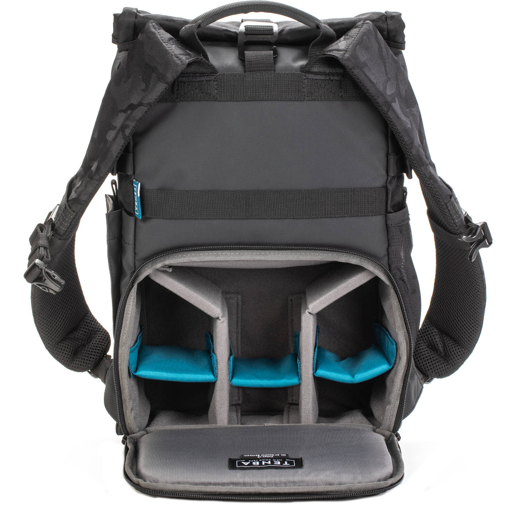 The Backpack combines vintage style with modern functionality, it offers secure camera storage, a rolltop design, and space for up to 4 lenses.