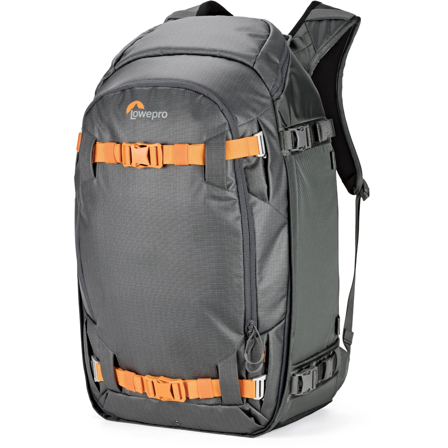 A backpack that carries camera, video and functional outdoor gear. Features a roomy front pocket to fit essentials.