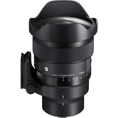 Sigma 15mm f/1.4 DG DN Diagonal Fisheye Art lens with 180-degree angle of view, advanced optical design for high resolution and clarity, ideal for astrophotography and creative wide-angle shots.