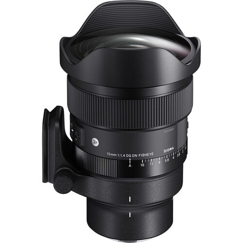 Sigma 15mm f/1.4 DG DN Diagonal Fisheye Art lens with 180-degree angle of view, advanced optical design for high resolution and clarity, ideal for astrophotography and creative wide-angle shots.