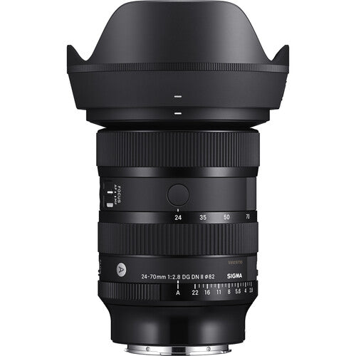 Sigma 24-70mm f/2.8 DG DN Art standard zoom lens for full-frame mirrorless cameras featuring fast aperture, advanced optics with FLD and SLD elements, dust and splash resistance, and fast linear motor autofocus.