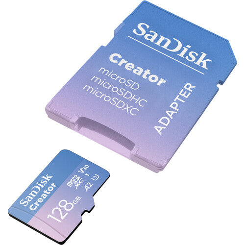 SanDisk Creator UHS-I microSD Memory Card (128GB) – fast, reliable card for 4K content creation.