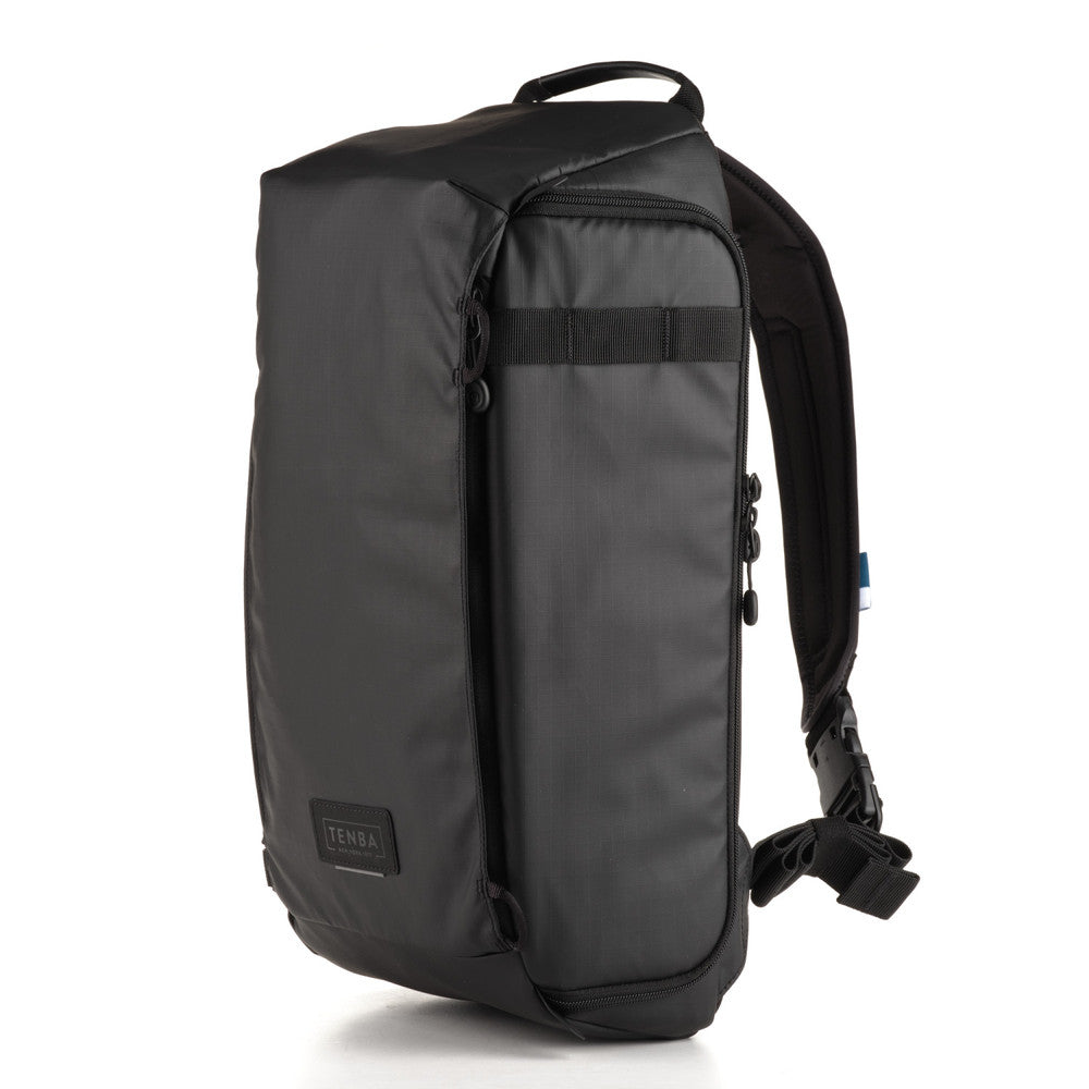 Gray backpack with black accents on a white background