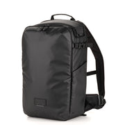 Black backpack on a white background