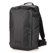 Black backpack on a white background