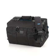 Black duffel bag with visible Tenba logo on a white background