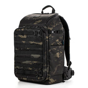 Camouflage backpack on a white background