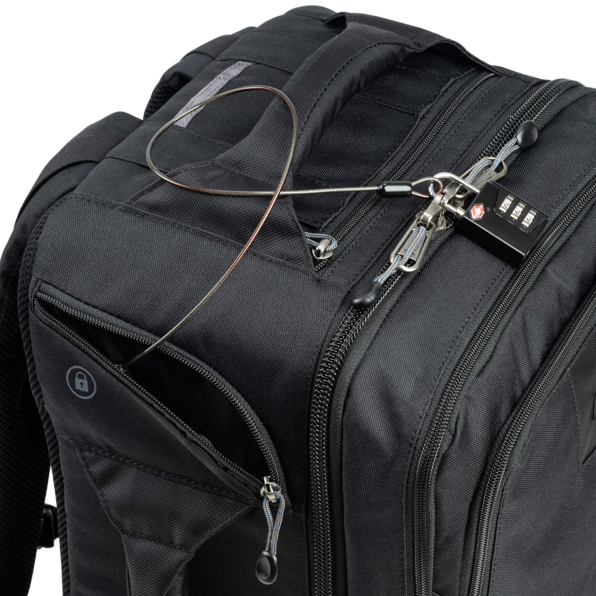 Think Tank Airport Commuter camera backpack — black carry-on bag with padded camera compartment, laptop sleeve, and side tripod straps.
