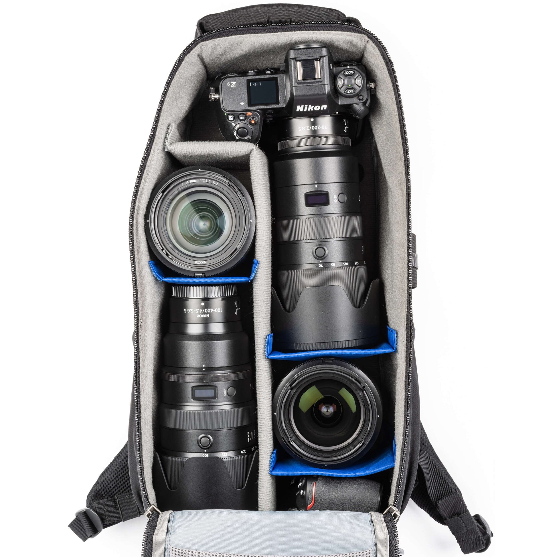 Think Tank Glass Limo backpack — black, sleek roller bag with hard-front panel, camera compartment, and trolley strap
