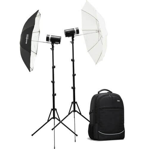 Godox AD300 Pro Portable Pocket Flash – compact flash unit in silver/grey housing, showing control panel and Bowens mount front
