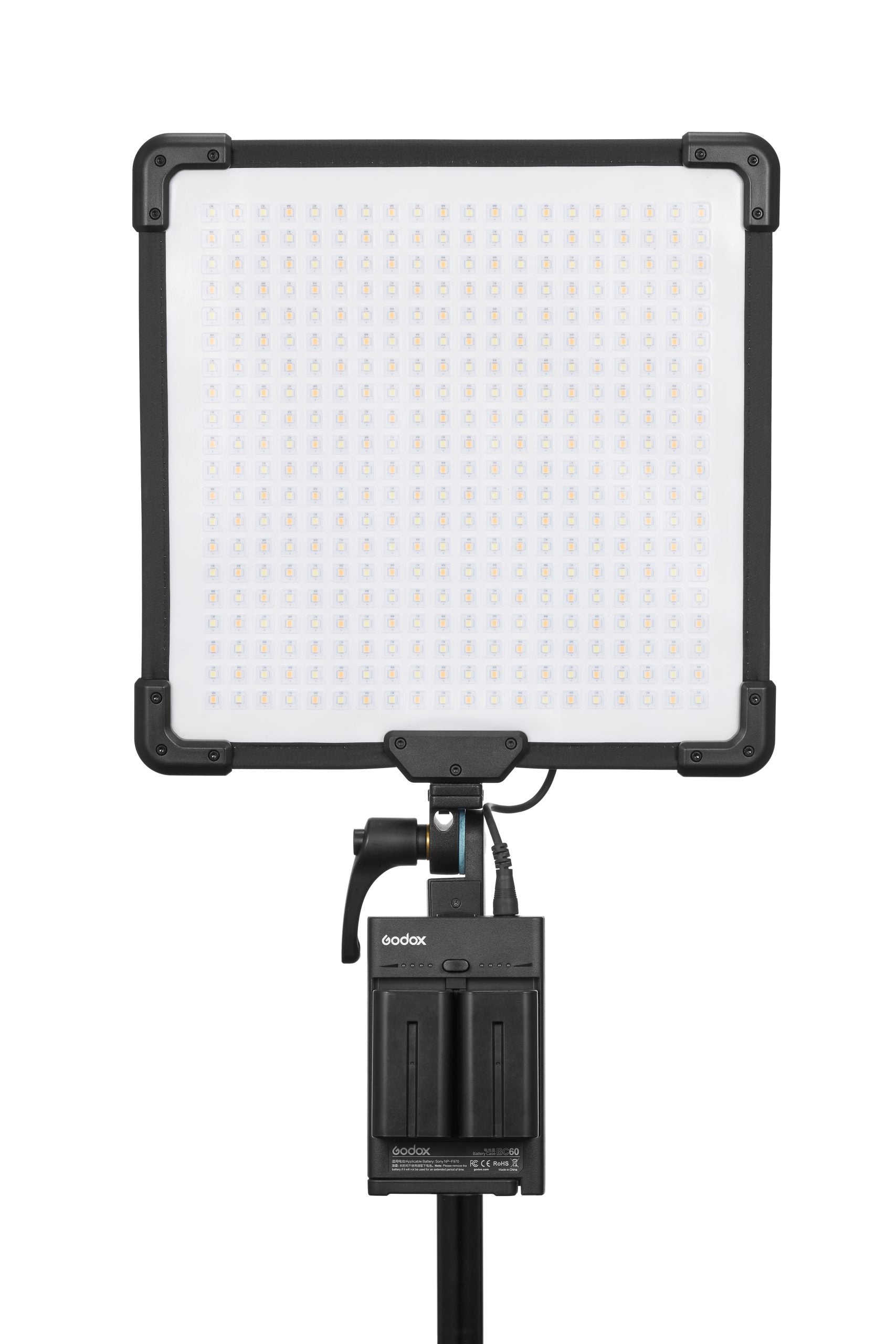 Godox FH50Bi flexible bi-color LED light panel, 30x30cm, foldable, color temp 2800-6500K, CRI/TLCI 97, 11 special effects, wireless control via app or remote, lightweight and slim design for versatile use