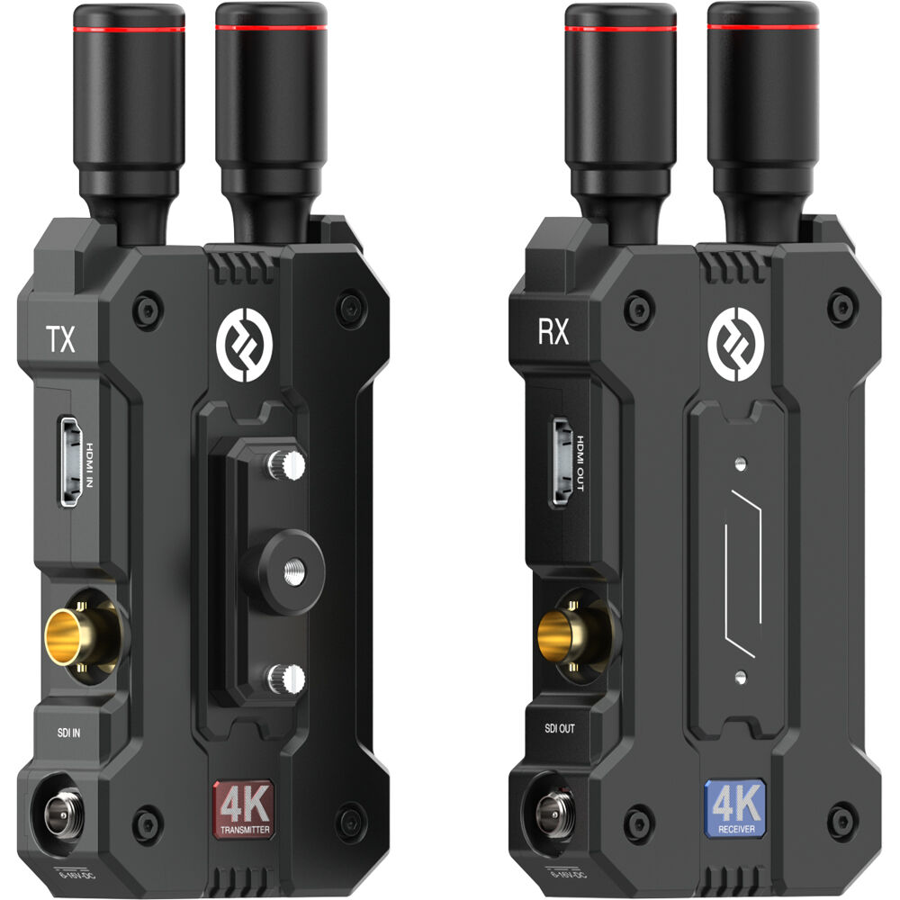 Transmitter (TX) and receiver (RX) units with 4K labels on a white background