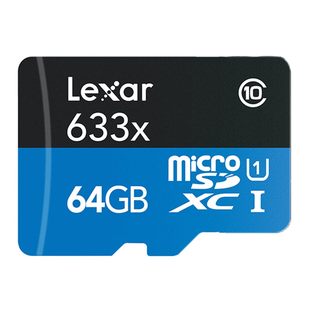 The Lexar 64GB MicroSDXC UHS-I card (633x) makes it easy to capture play back and transfer 1080p video store photos and songs. Available from Outdoorphoto.