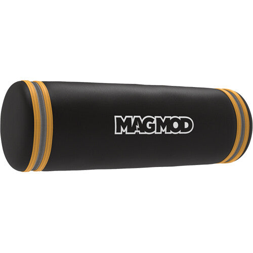 Black cylindrical object with yellow accents and 'MAGMOD' branding on a white background
