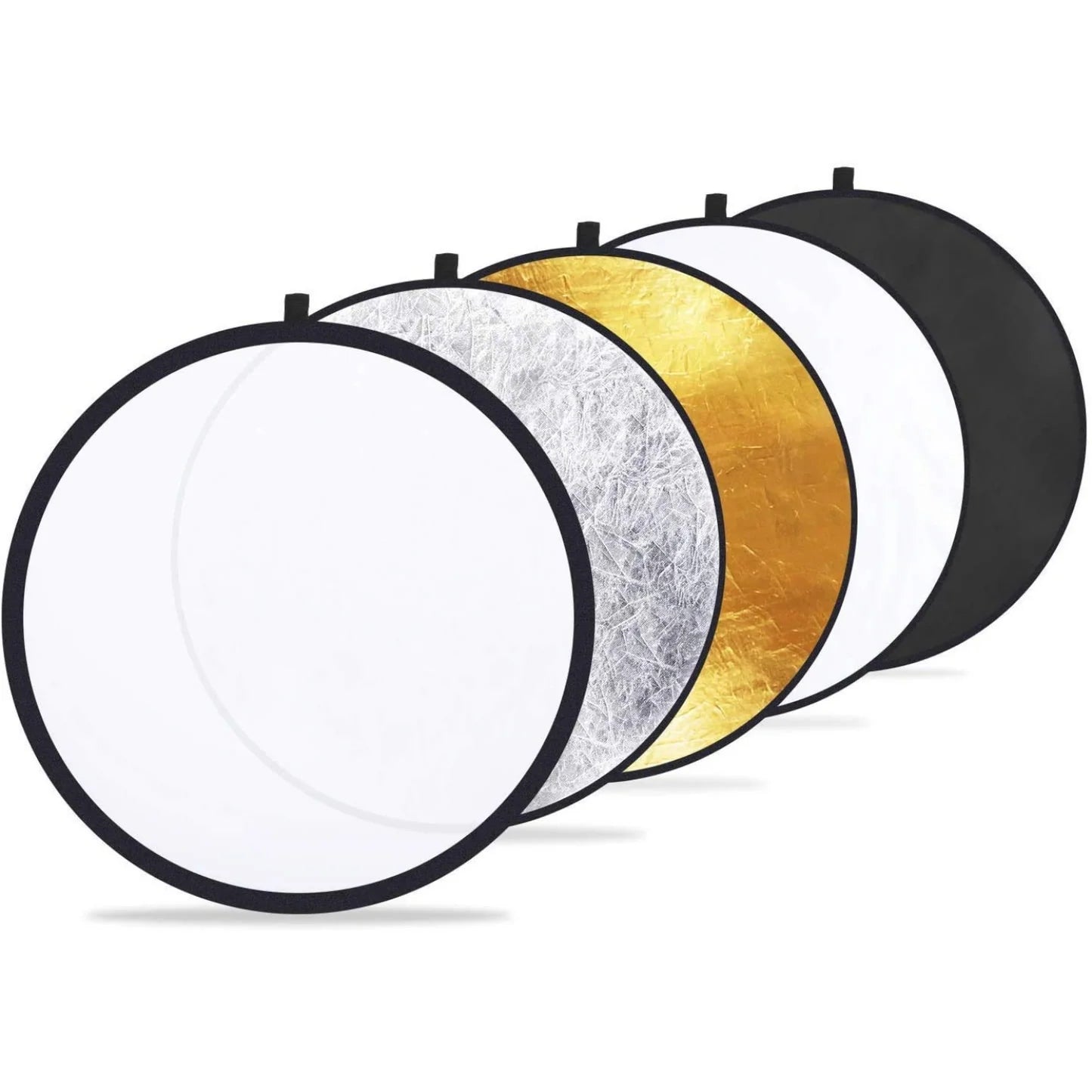 Sky 5-in-1 Collapsible Reflector showing multiple lighting surfaces on white background.