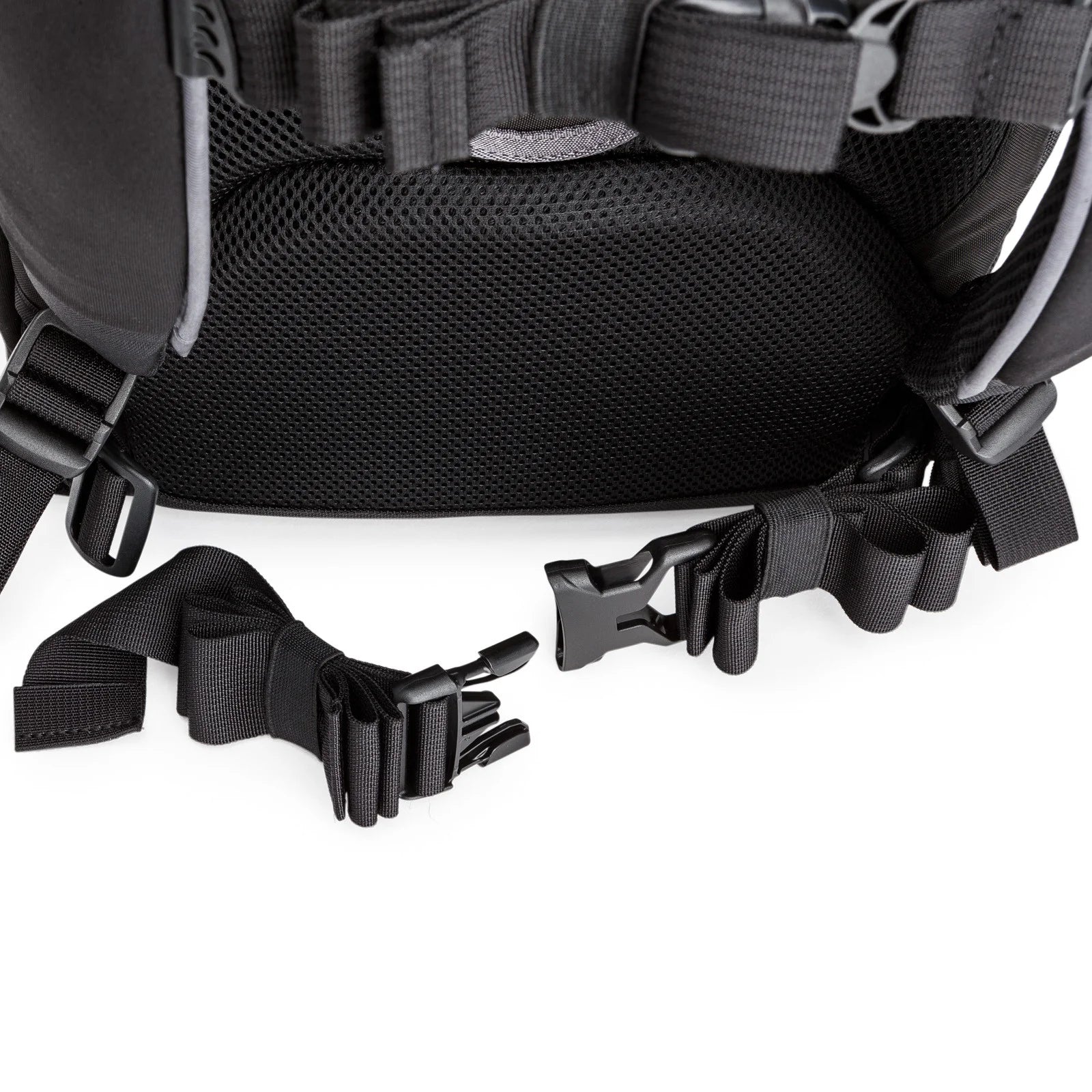 Think Tank Airport Commuter camera backpack — black carry-on bag with padded camera compartment, laptop sleeve, and side tripod straps.