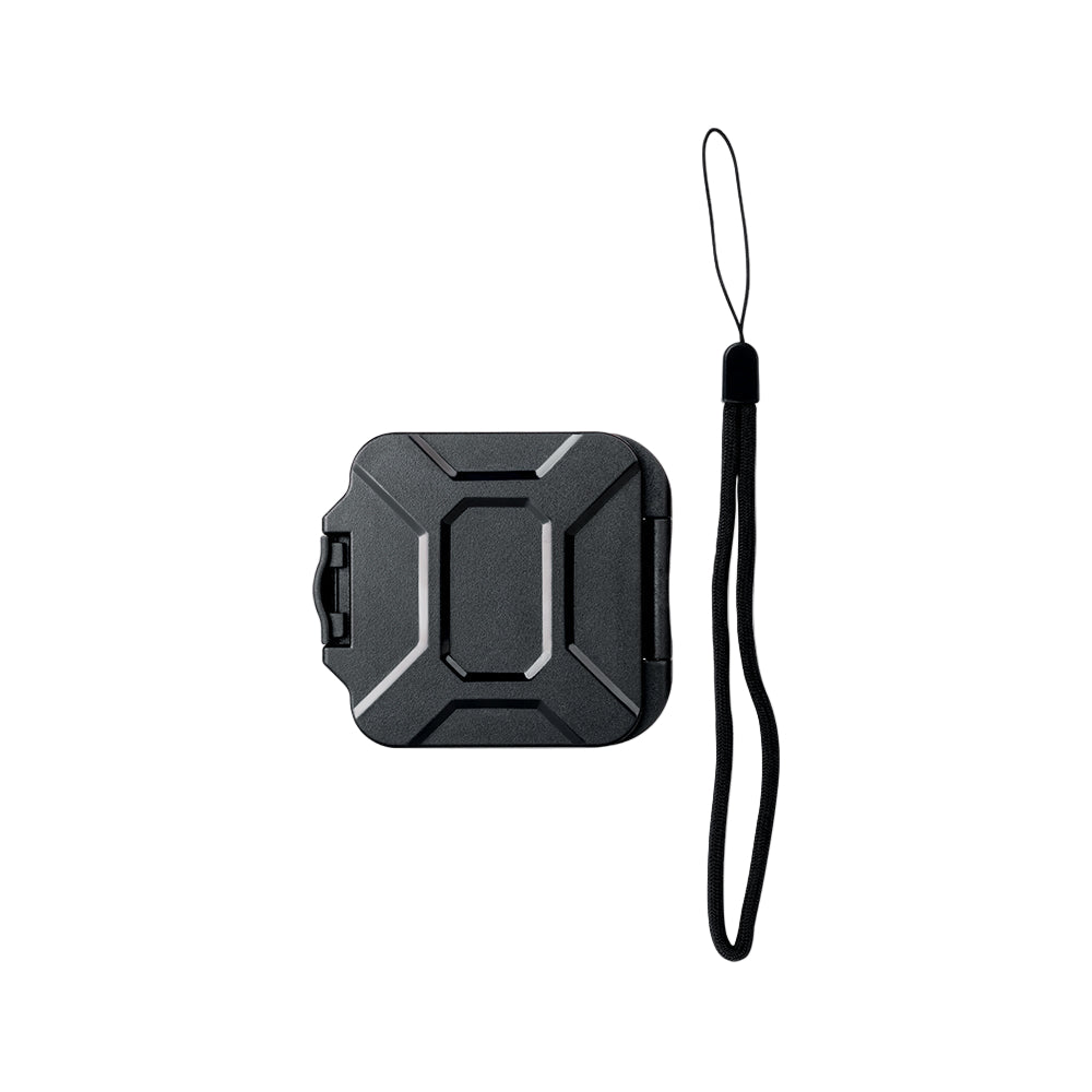 Compact and slim memory card case with great shock absorption.