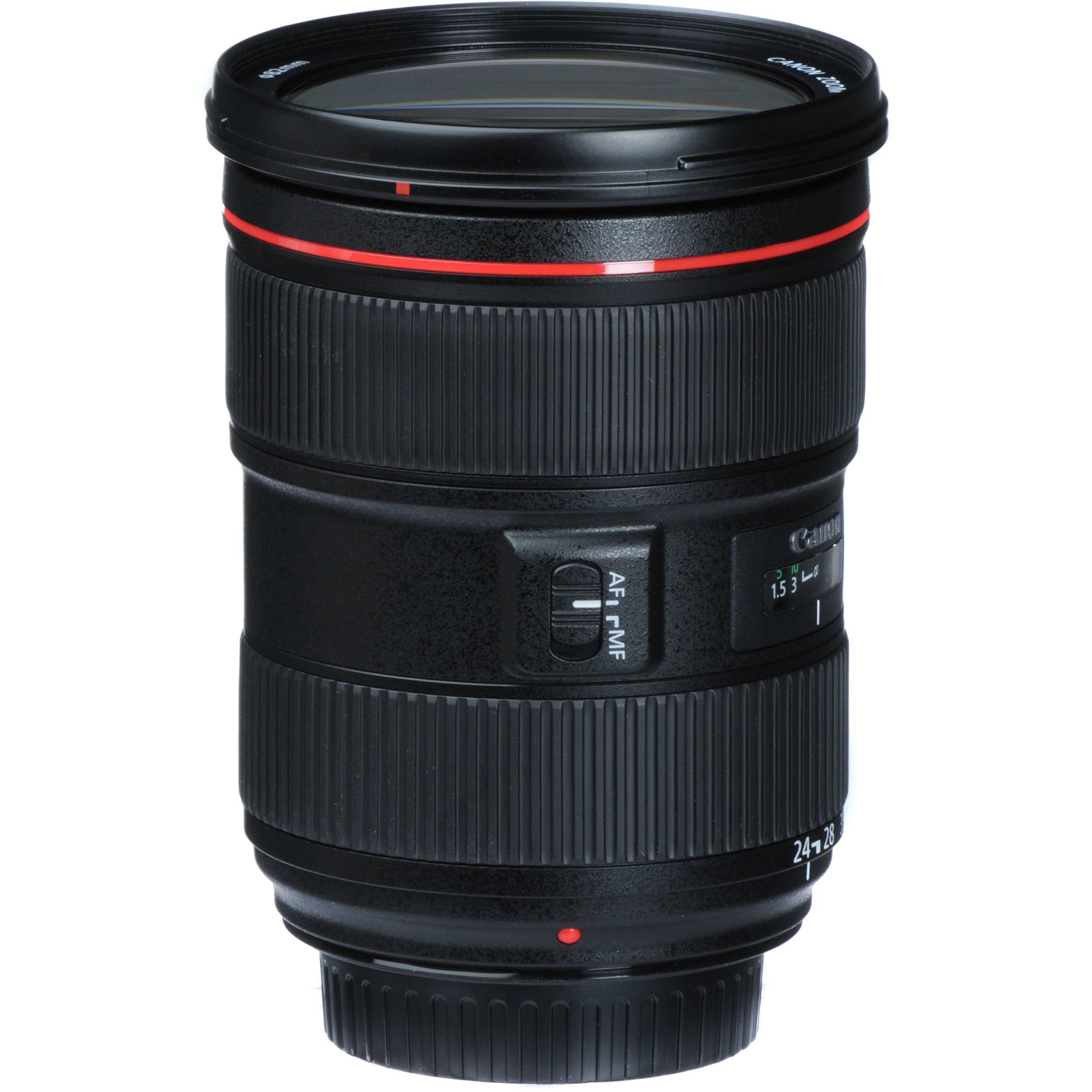 Professional L-series Canon 24-70mm f2.8L USM II DSLR lens isolated