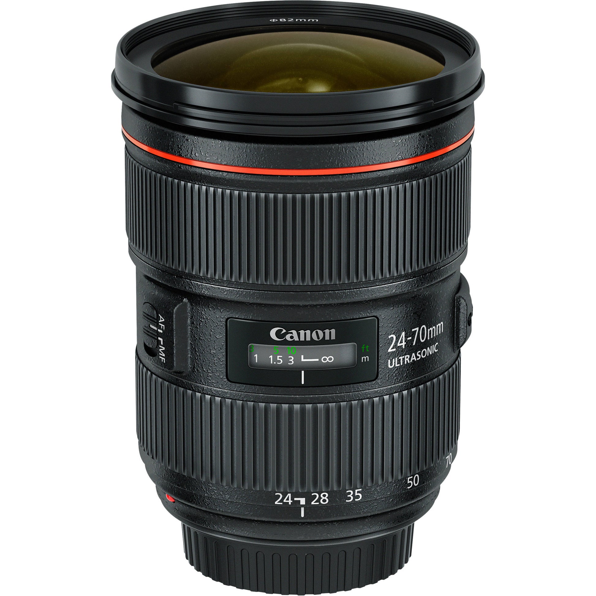 Professional L-series Canon 24-70mm f2.8L USM II DSLR lens isolated