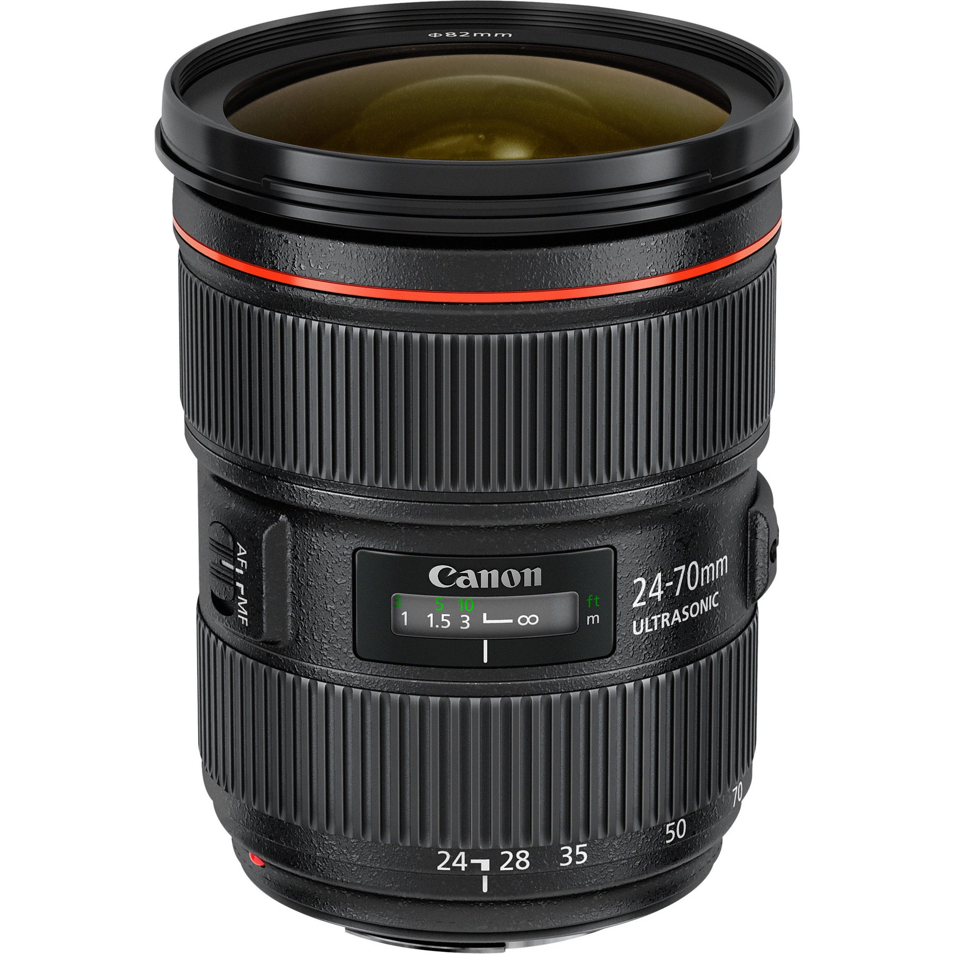 Professional L-series Canon 24-70mm f2.8L USM II DSLR lens isolated