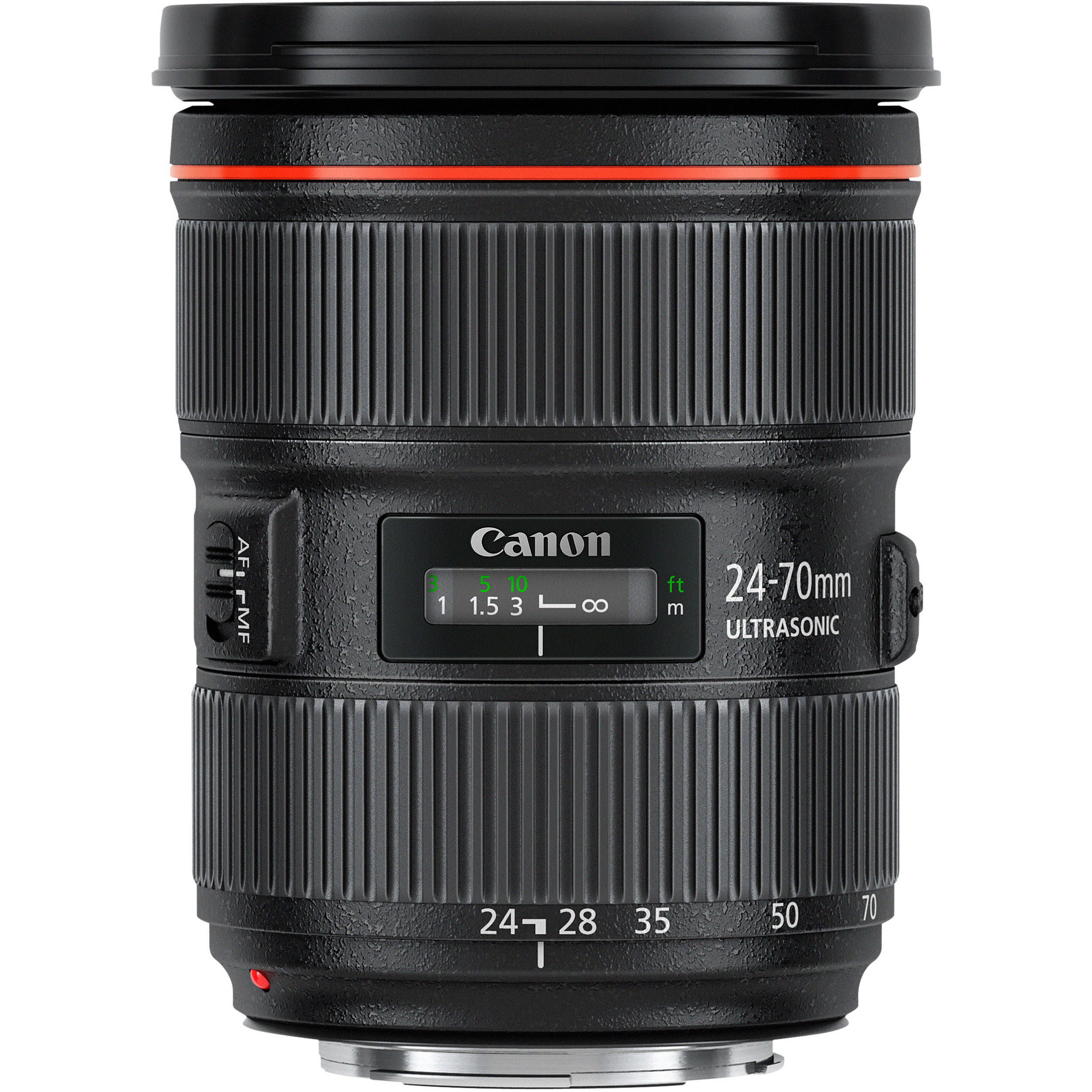 Professional L-series Canon 24-70mm f2.8L USM II DSLR lens isolated