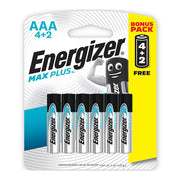 Energizer MAX PLUS AAA high-performance alkaline batteries for high-tech devices.