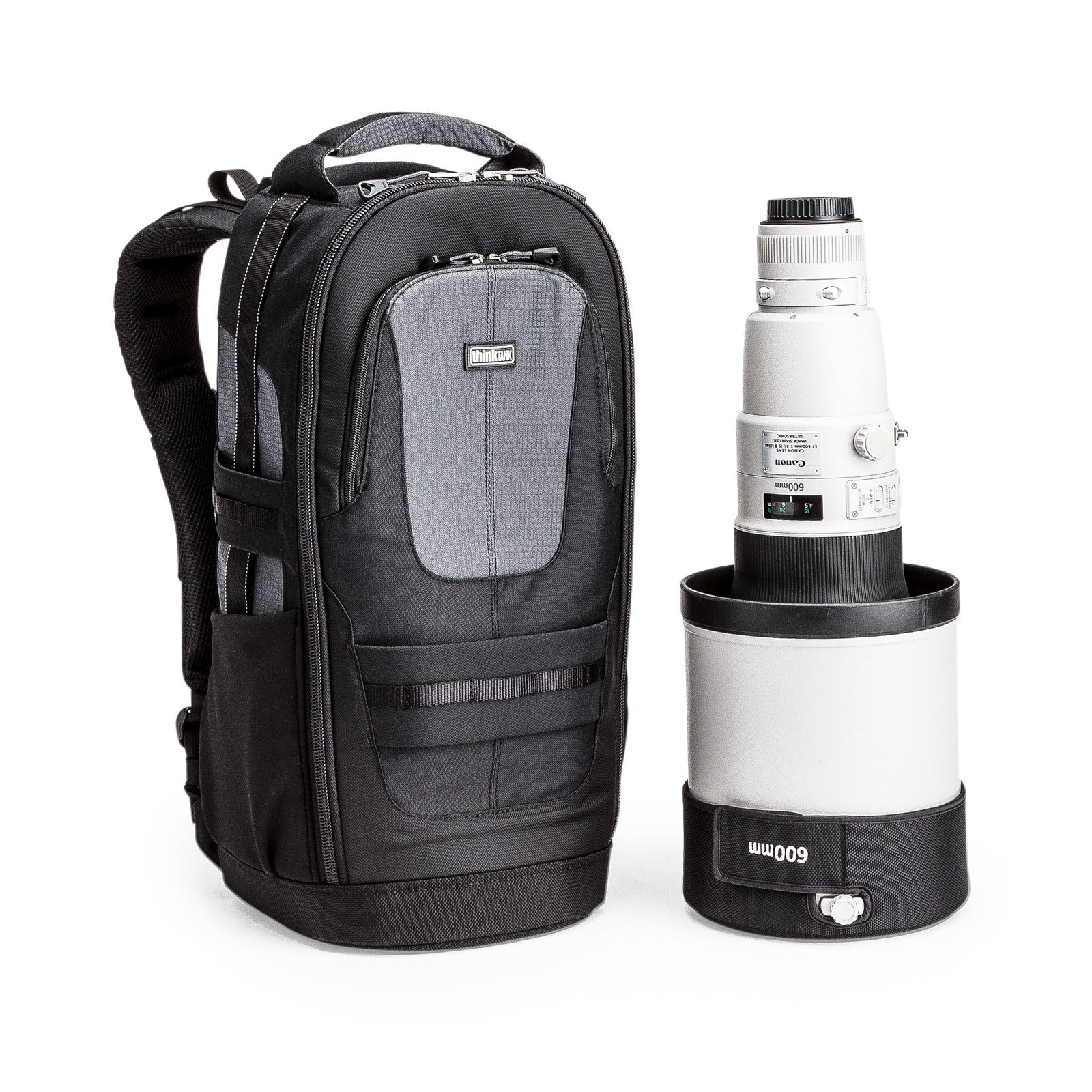 Think Tank Glass Limo backpack — black, sleek roller bag with hard-front panel, camera compartment, and trolley strap