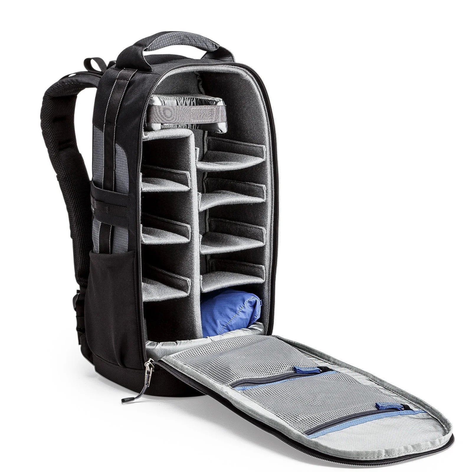 Think Tank Glass Limo backpack — black, sleek roller bag with hard-front panel, camera compartment, and trolley strap