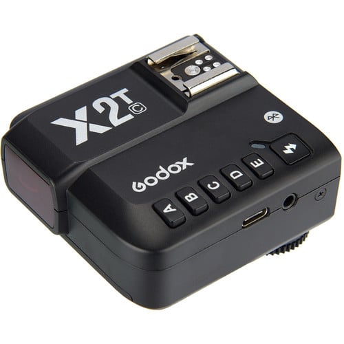 Godox X2T-C TTL Wireless Flash Trigger Transmitter for Canon – 2.4GHz wireless system with 100m range, high-speed sync up to 1/8000s, Bluetooth control via GodoxPhoto app, 5 groups, 32 channels, backlit LCD, quick-lock hot shoe.