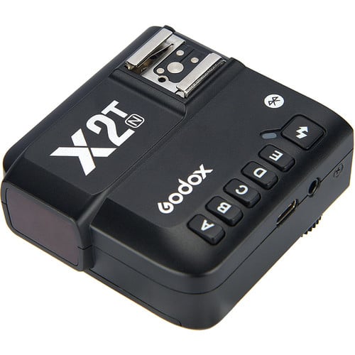 Godox X2T-N TTL Wireless Flash Trigger Transmitter for Nikon – 2.4GHz wireless system, 100m range, high-speed sync up to 1/8000s, Bluetooth control via GodoxPhoto app, 5 groups, 32 channels, backlit LCD, quick-lock hot shoe.