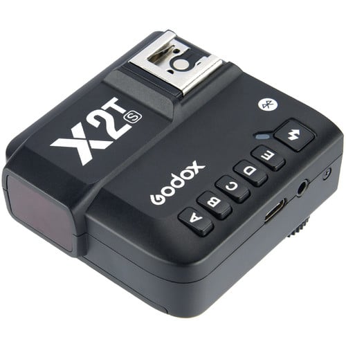 Godox X2T-S TTL Wireless Flash Trigger Transmitter for Sony – 2.4GHz wireless system with 100m range, high-speed sync up to 1/8000s, Bluetooth control via GodoxPhoto app, 5 groups, 32 channels, backlit LCD, quick-lock hot shoe.