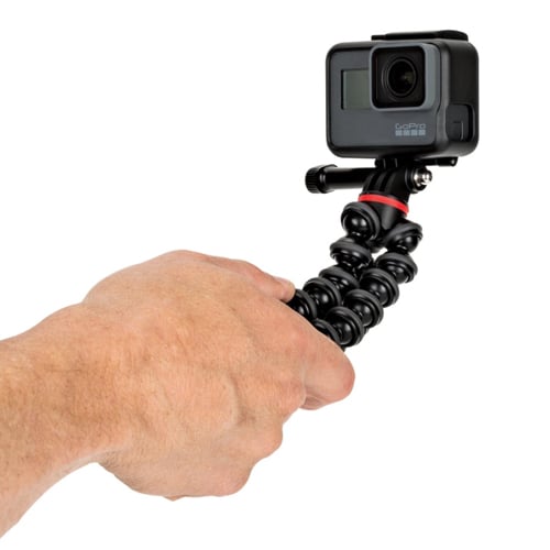 This is a flexible, rugged, high-quality tripod designed and created with action video cameras like the GoPro and comes with a GoPro mount in the box.