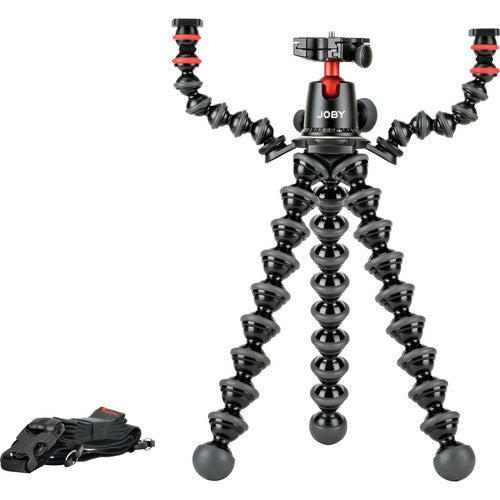 Joby GorillaPod Rig — flexible-legged tripod rig with two articulated accessory arms, cold‑shoe and GoPro mounts.