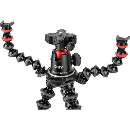 Joby GorillaPod Rig — flexible-legged tripod rig with two articulated accessory arms, cold‑shoe and GoPro mounts.