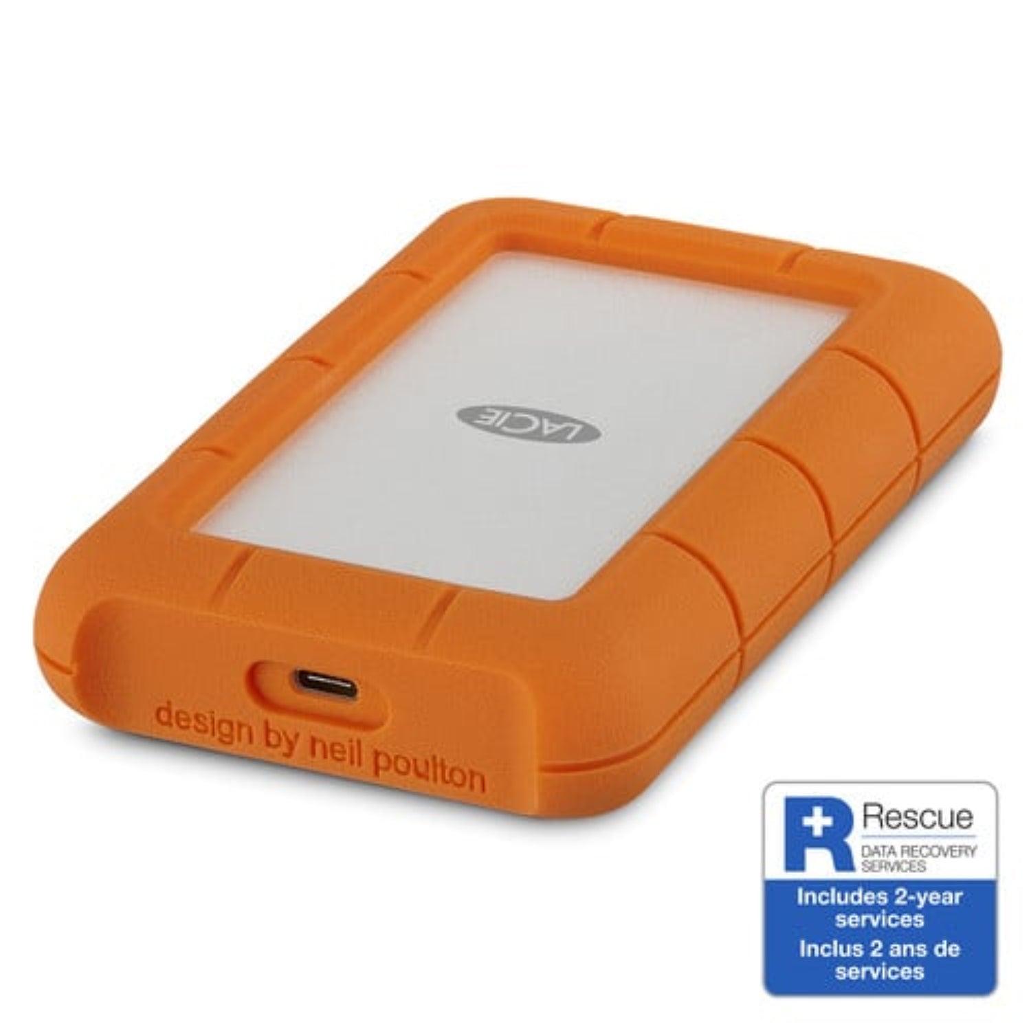 The 2TB Rugged USB 3.0 Type-C External Hard Drive from LaCie uses USB 3.0 Type-C technology that delivers data transfer speeds of up to 130 MB/s.