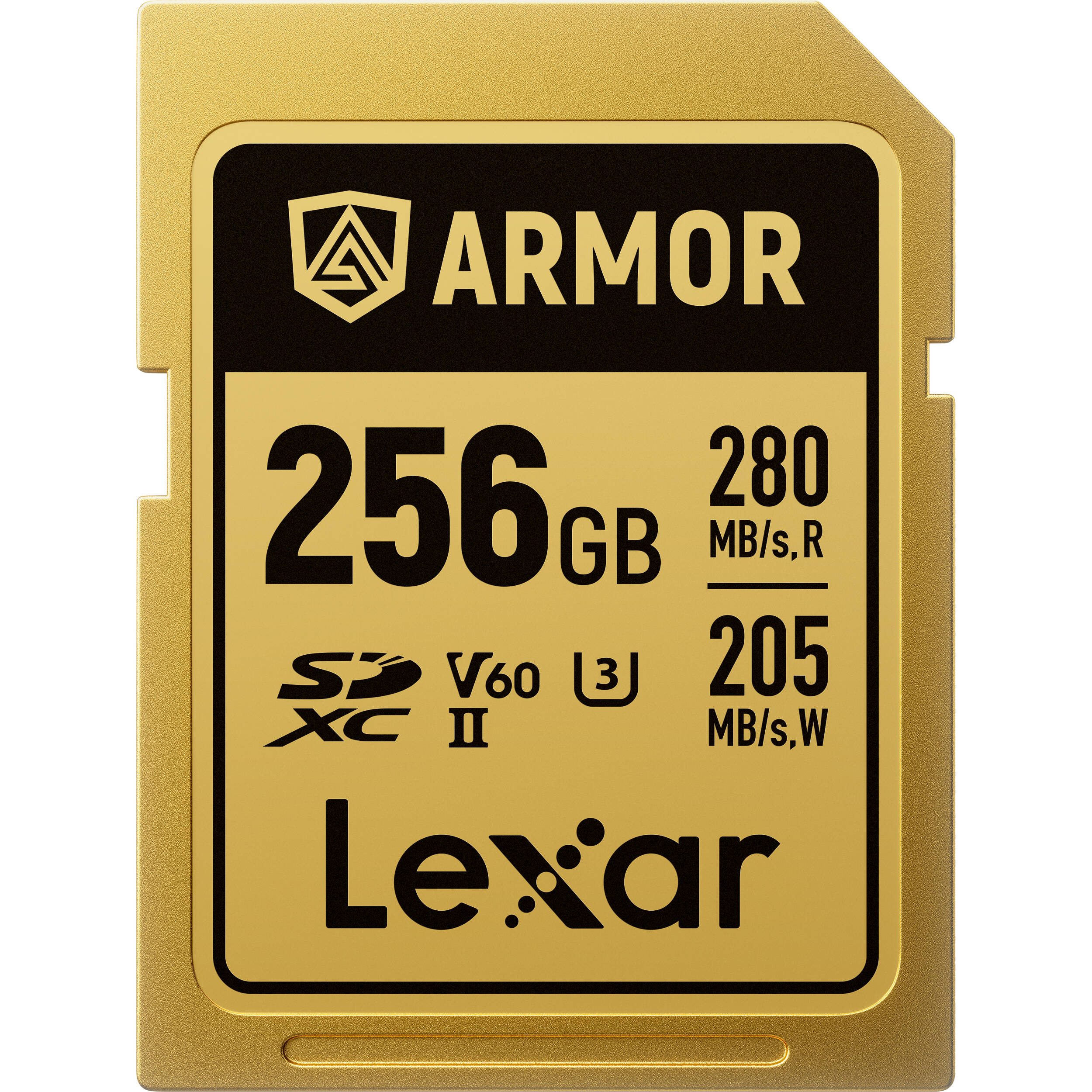 Rugged Lexar SD card with IP68 rating and 280MB/s read speed.