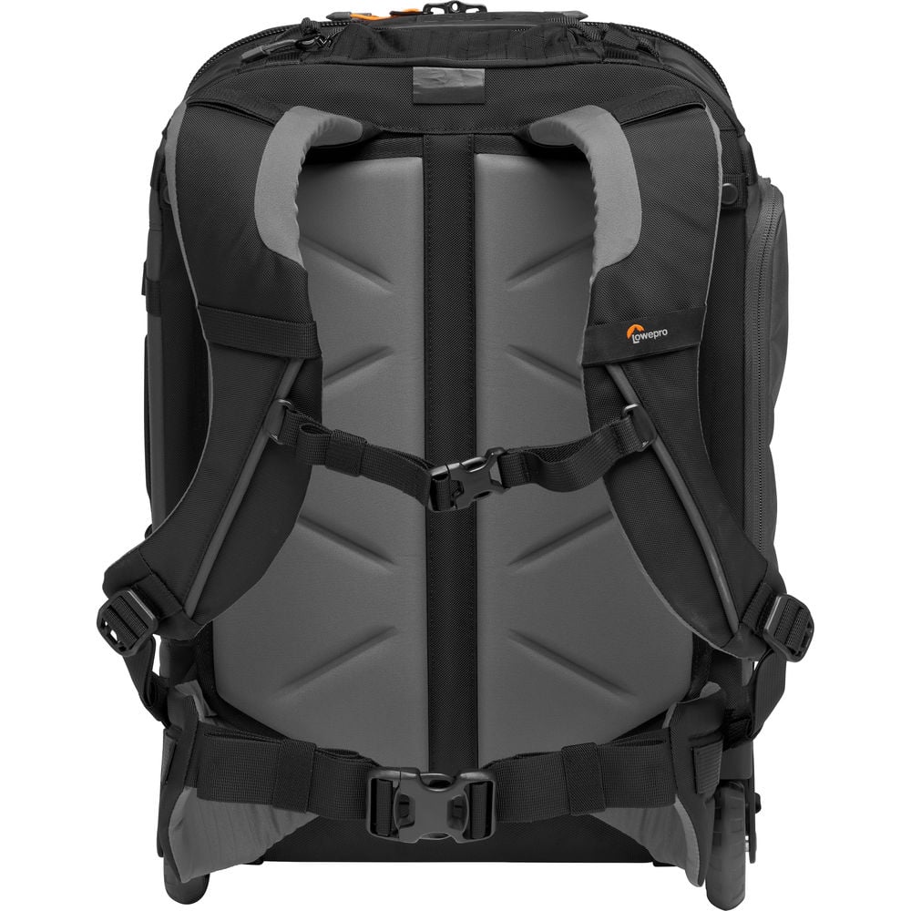 Lowepro Pro Trekker RLX 450 AW II backpack roller is a rugged carry on camera bag with wheels.