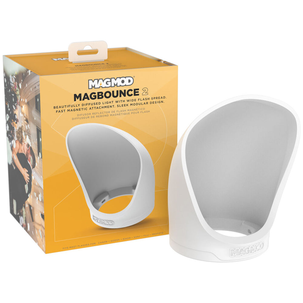 MagMod MagBounce 2 magnetic bounce flash diffuser in white silicone for softer light.