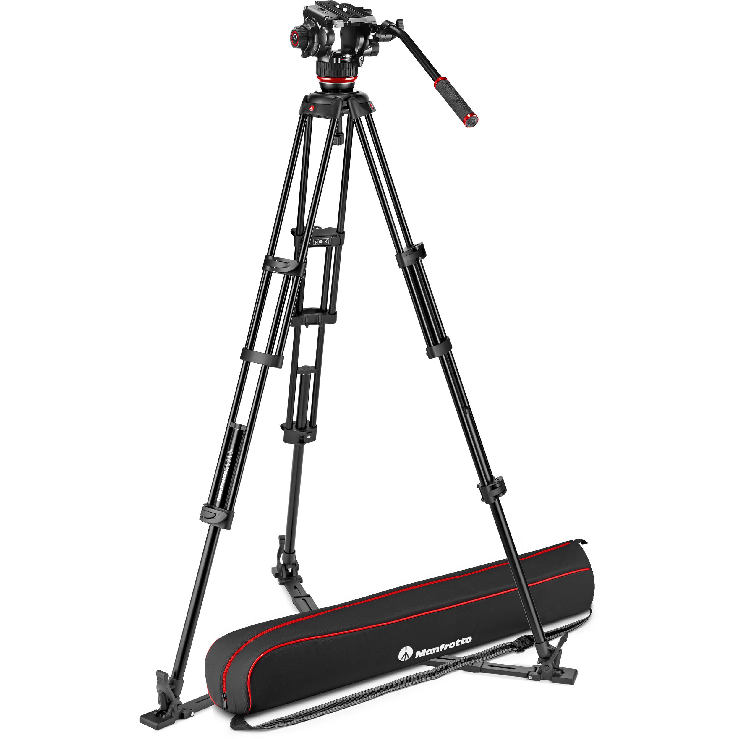 This Manfrotto 504X tripod kit delivers a high-performance video setup with smooth fluid technology.