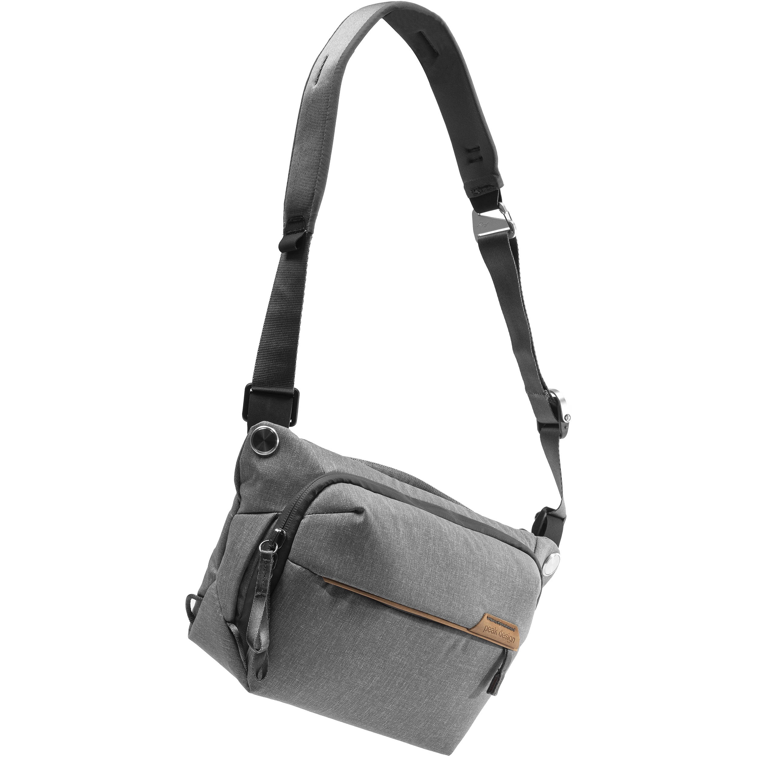 Everyday Sling V2.0 3L ash bag worn as waist or shoulder sling with zippered compartments.