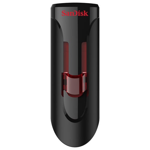 SanDisk Cruzer Glide USB 3.0 Flash Drive with retractable connector design.