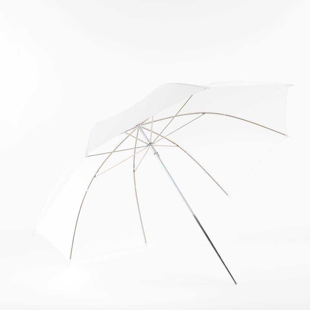 Sky Translucent Photography Umbrella 110 cm — large white fabric shoot-through umbrella with slim metal ribs.