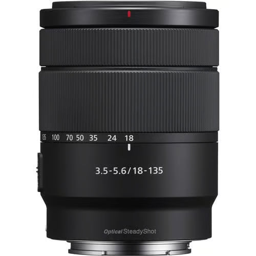 Sony E 18-135mm f/3.5-5.6 OSS Zoom Lens – versatile all-in-one zoom with Optical SteadyShot, covering wide to telephoto focal lengths for travel, everyday, and video use.