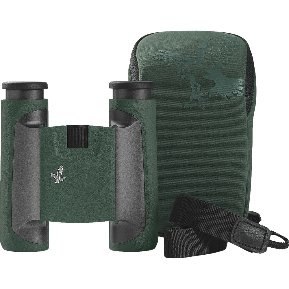 The Swarovski CL 10x25 Pocket Binocular offers maximum viewing comfort for long periods. Accessories include an eyepiece cover, field bag and carrying strap.