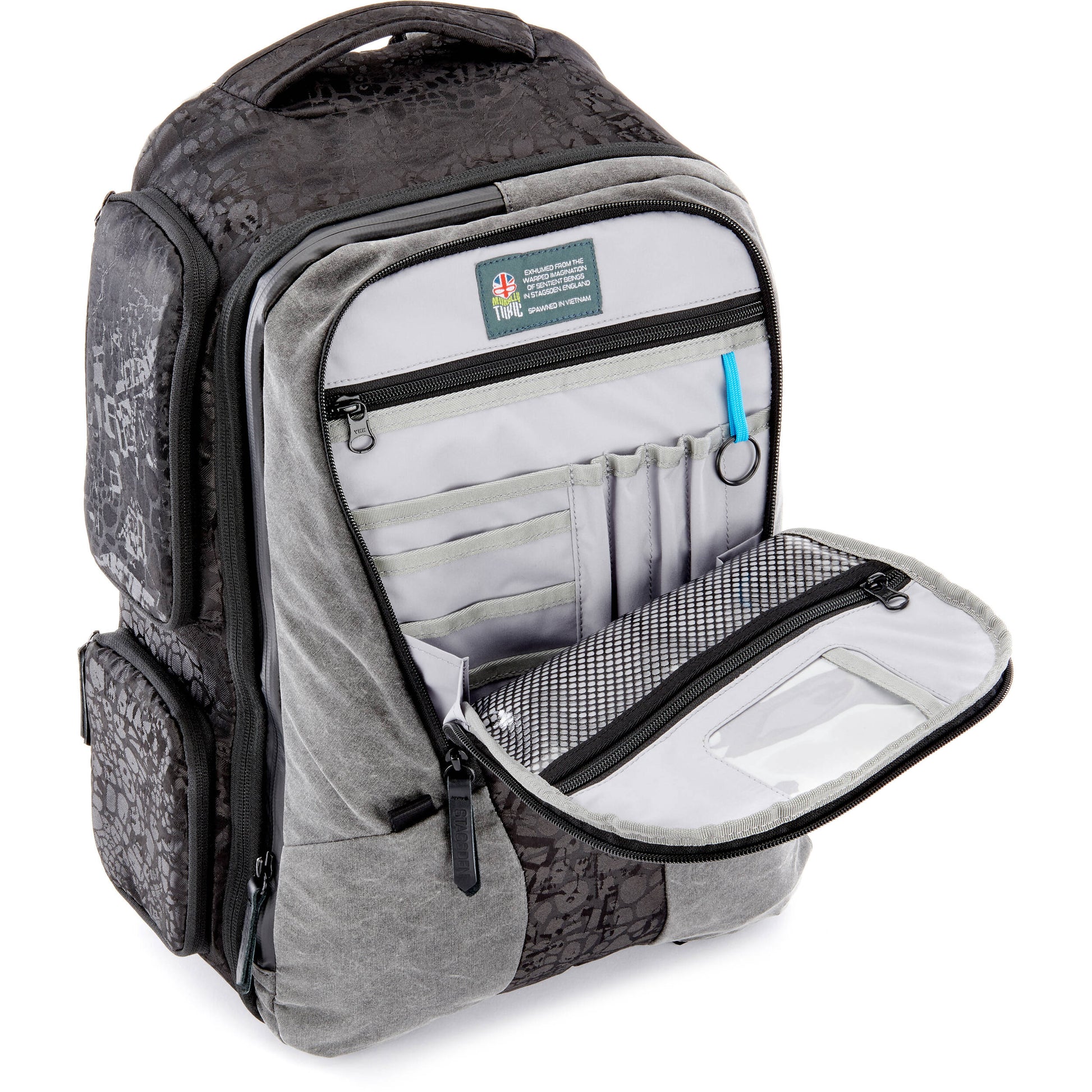 Valkyrie camera backpack with adjustable dividers, tripod holder, water-resistant fabric, and padded interior for photography gear