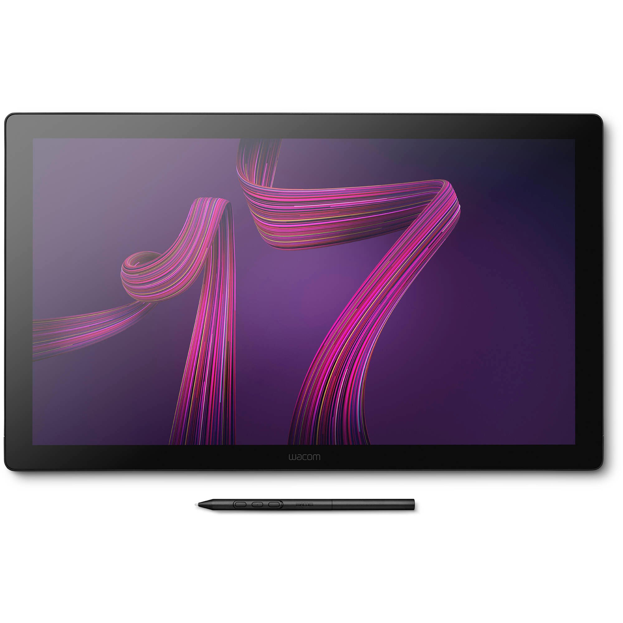 Wacom Cintiq Pro 17 interactive pen display showing 4K touchscreen with Wacom Pro Pen 3, vibrant colours, and customisable ExpressKeys.