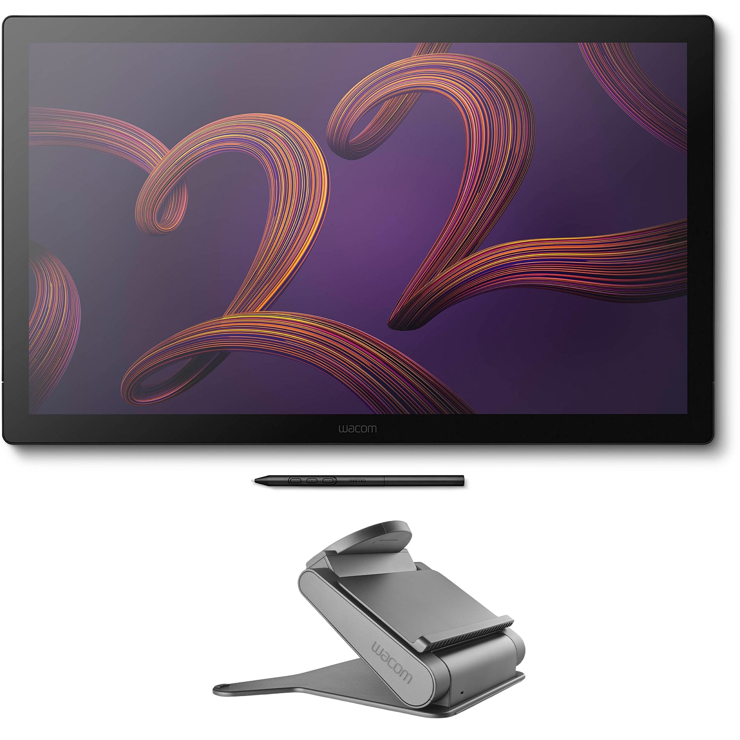 Wacom Cintiq Pro 22 4K pen display with slim bezel and Wacom Pro Pen 3, designed for professional digital art, illustration, and creative work.