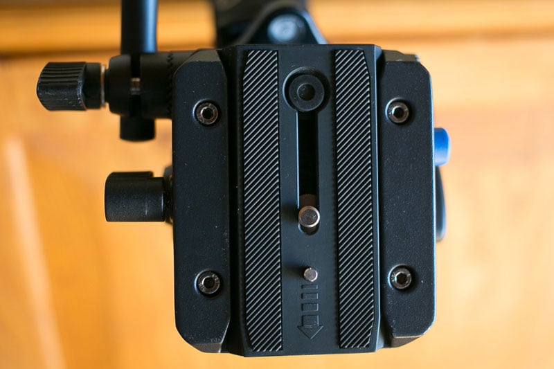 Top of the S4 video head bundled with quick release plate