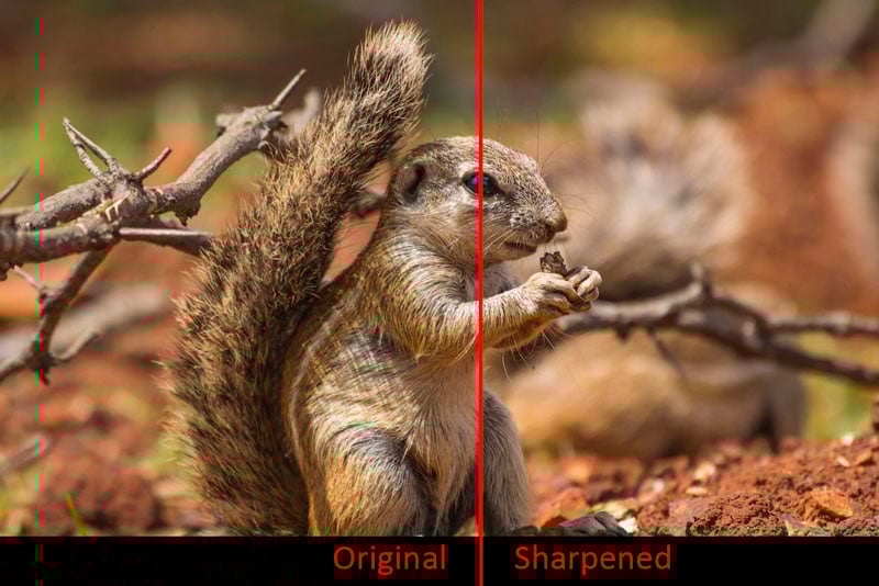 comparison of unsharpened and sharpened image