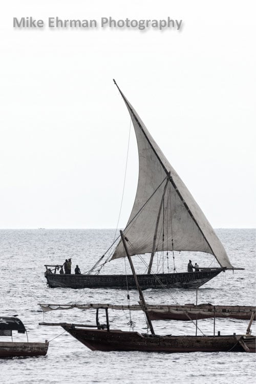 Traditional African Dhow at sea in daylight